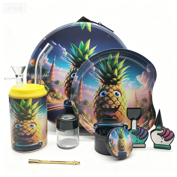 Colorful Cartoon Smoking Set – Tray, Grinder, Jar & Water Pipe Kit
