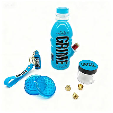 GRIME Multi-Functional Smoking Set – Water Bottle Pipe / Herb Grinder / Storage Jar / Lighter Keychain