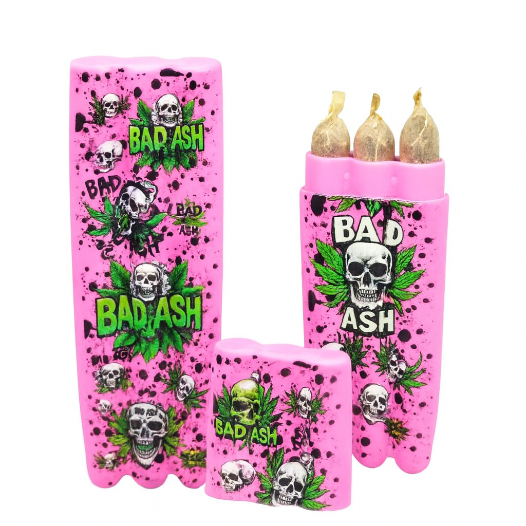 BAD ASH Pink Skull Portable Pre-Roll Joint Holder