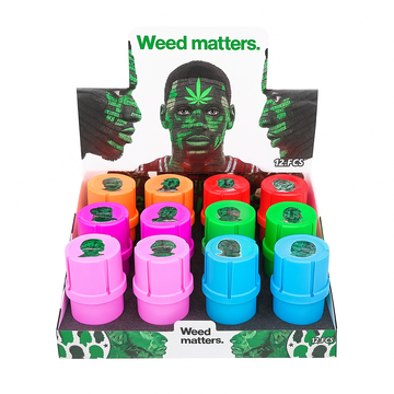 Weed Matters Colorful Plastic Cannabis Grinder Storage Jars